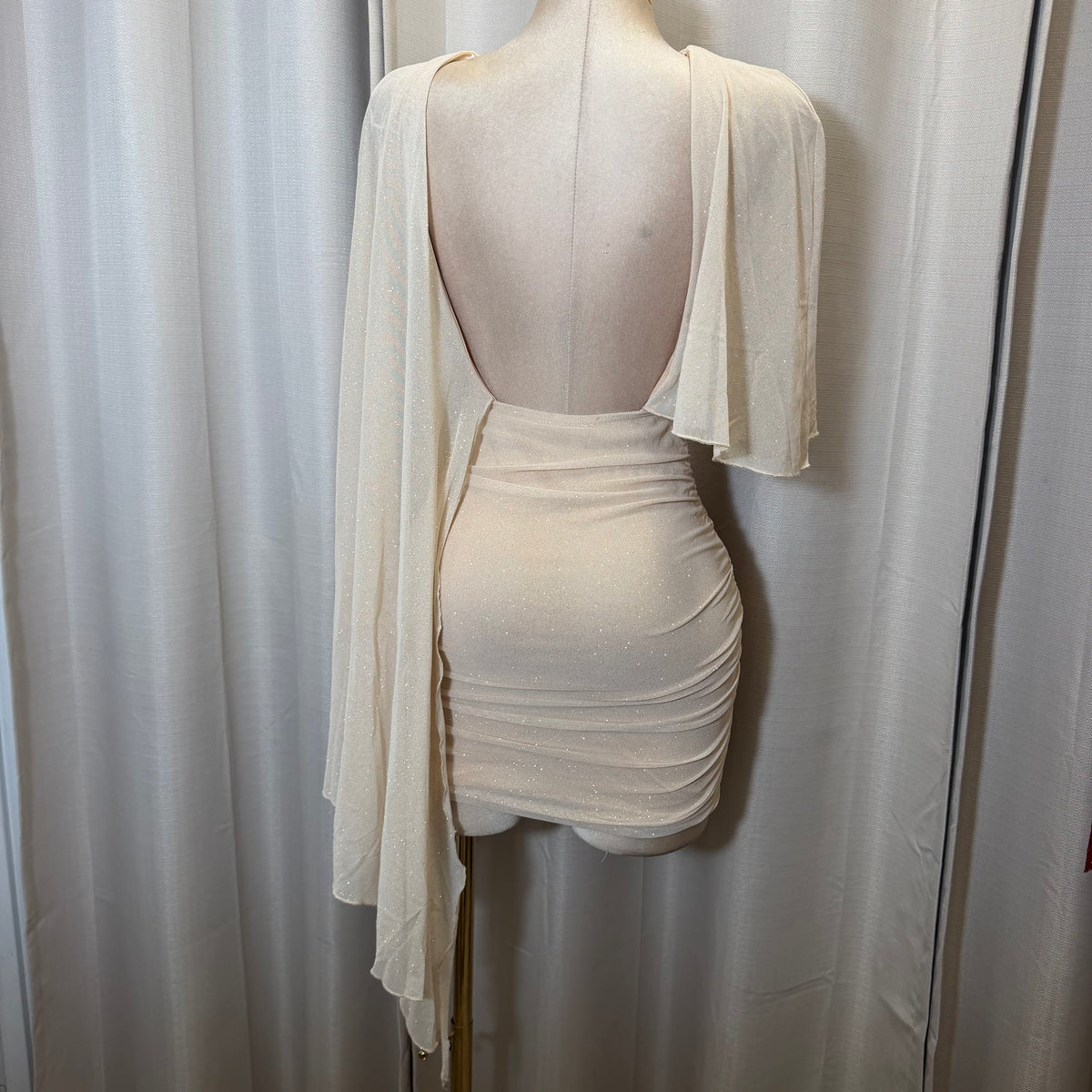 Glitter Mesh Dress-Gold