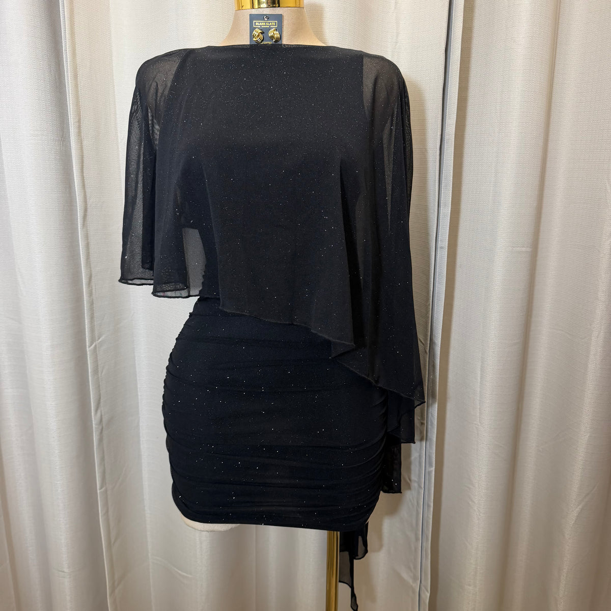 Glitter Mesh Dress-Black