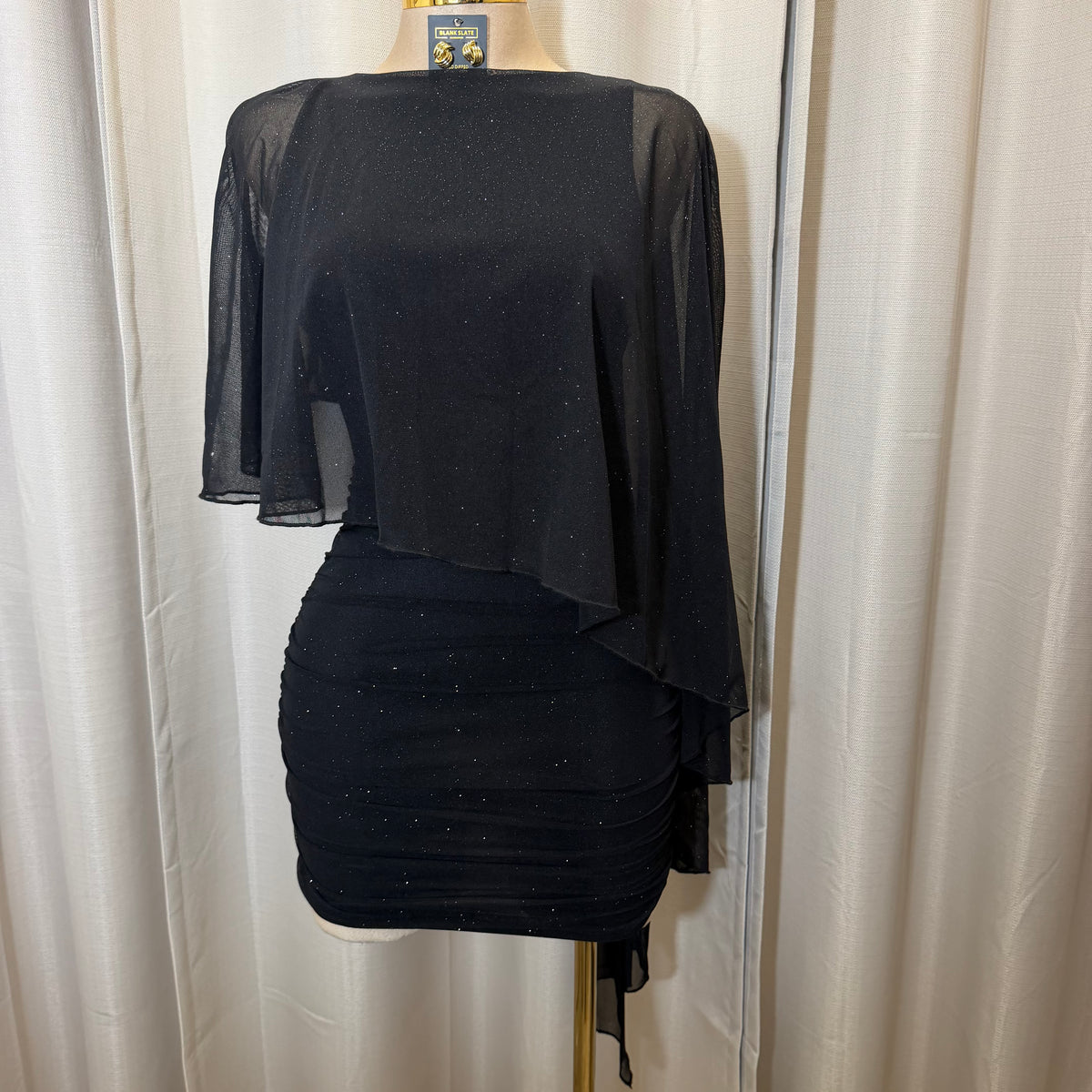 Glitter Mesh Dress-Black