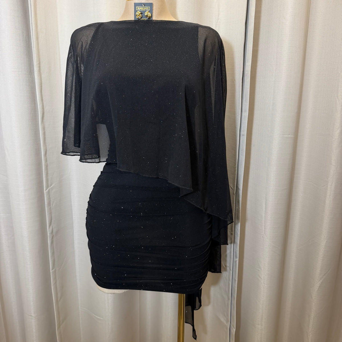 Glitter Mesh Dress-Black