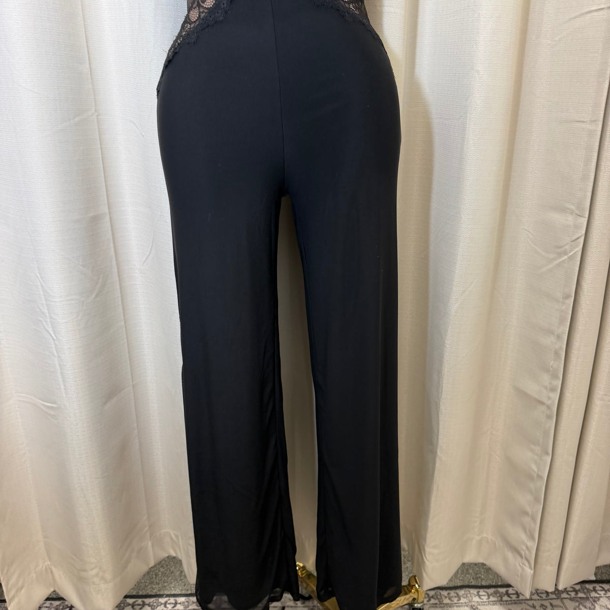 Halter Lace Jumpsuit-Black