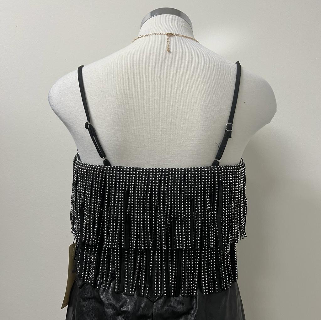 Zaira Fringe Top -Black