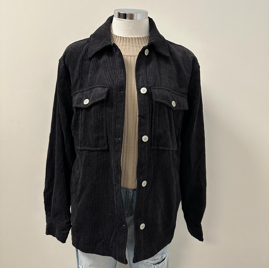 Gaia Corduroy Button Down Jackets -Black