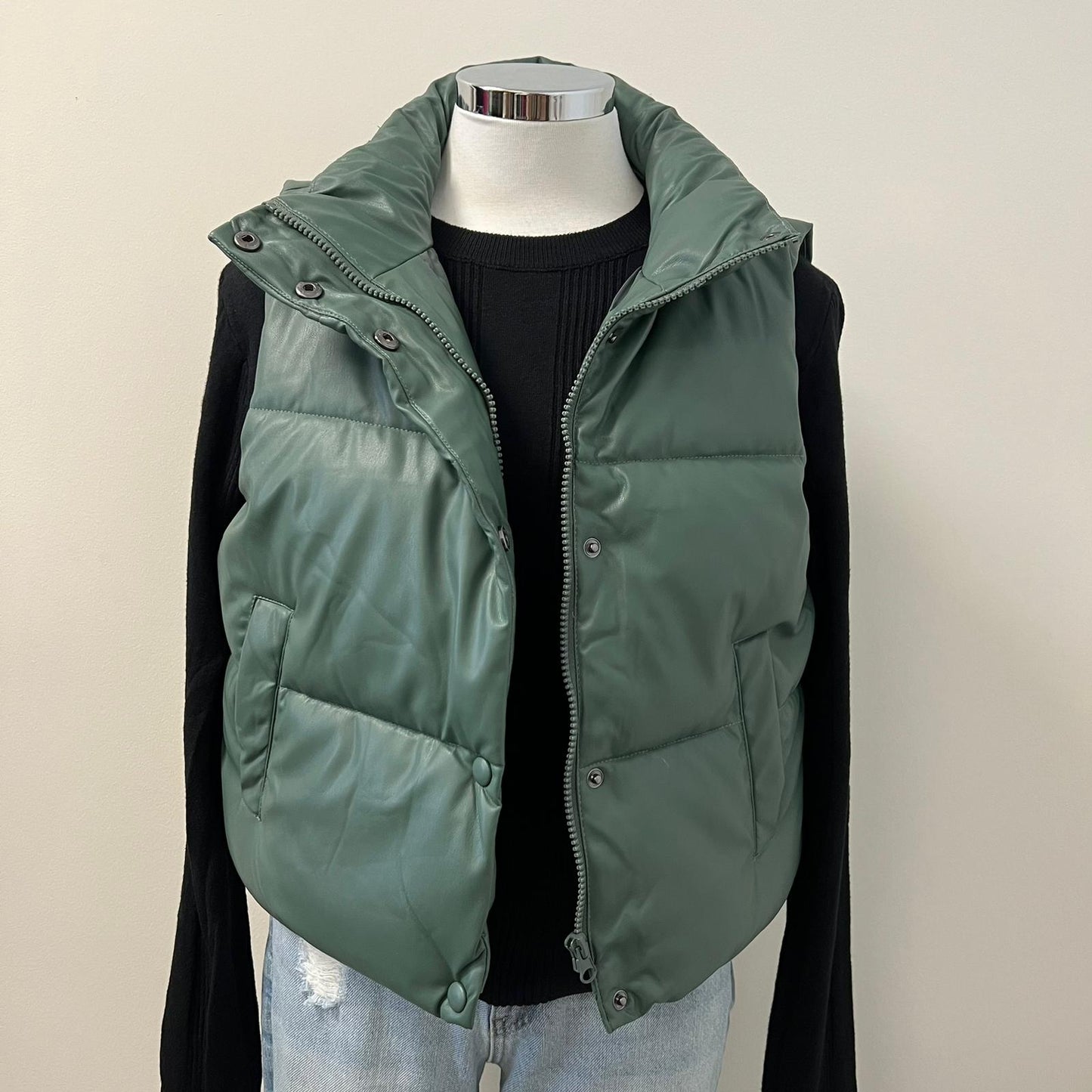 Ellie Leather Vest - Green