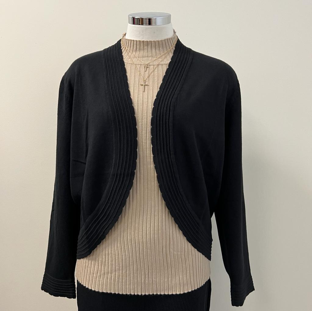 Jocelyn Open Front Shrug Knit Bolero Cardigan PL -Black