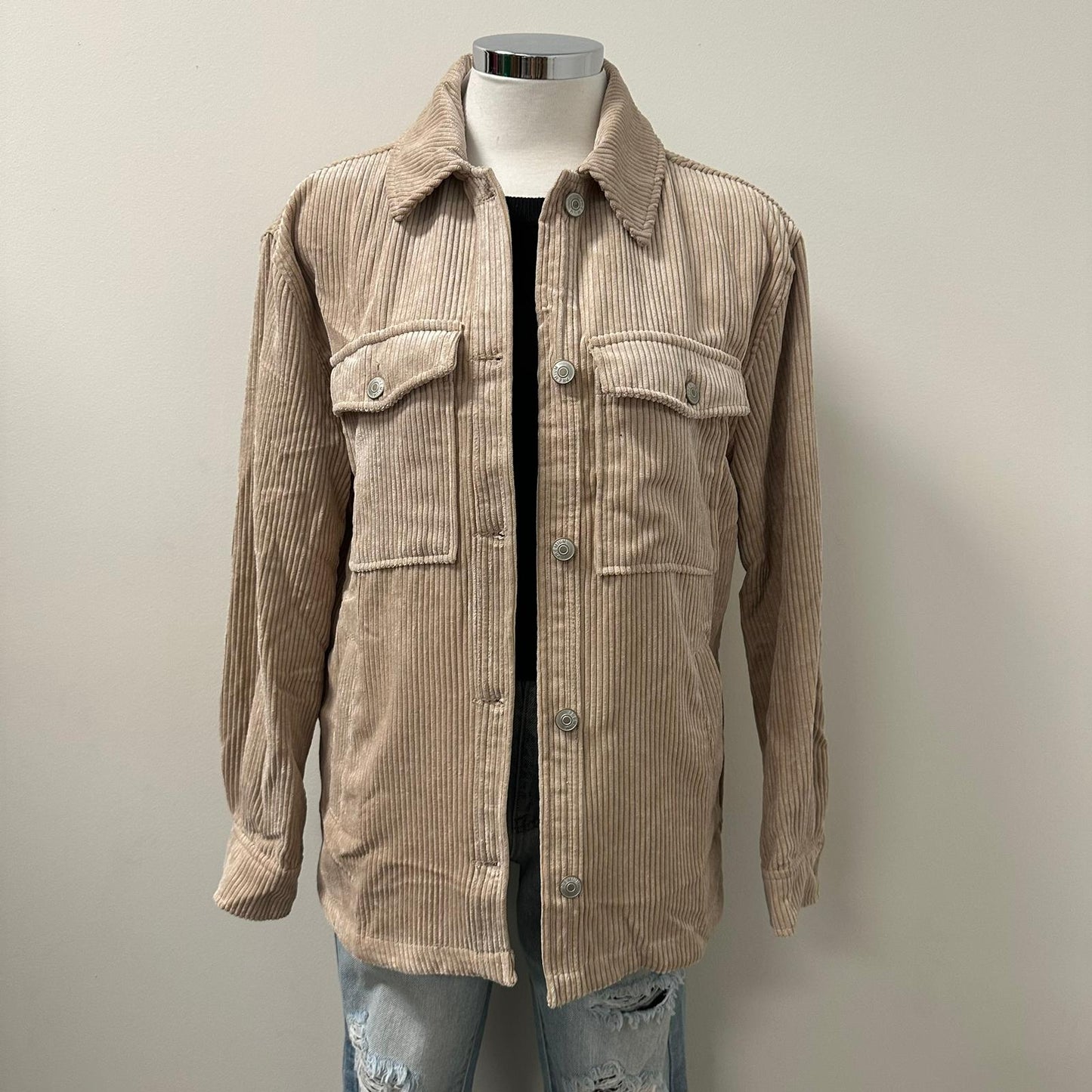 Gaia Corduroy Button Down Jacket -Khaki