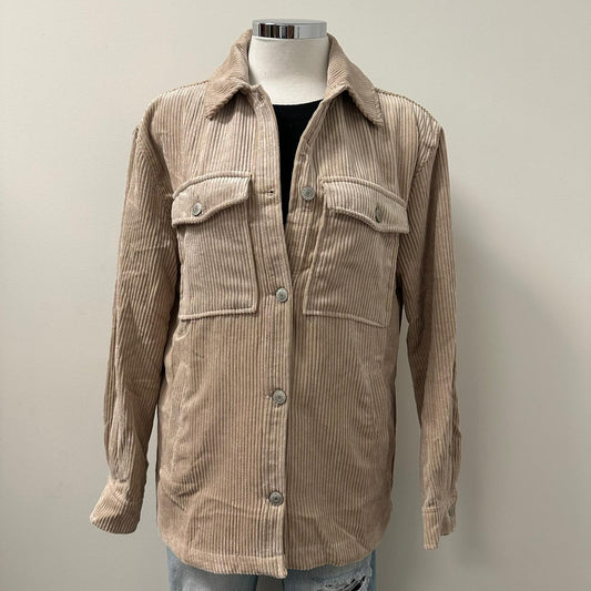 Gaia Corduroy Button Down Jacket -Khaki