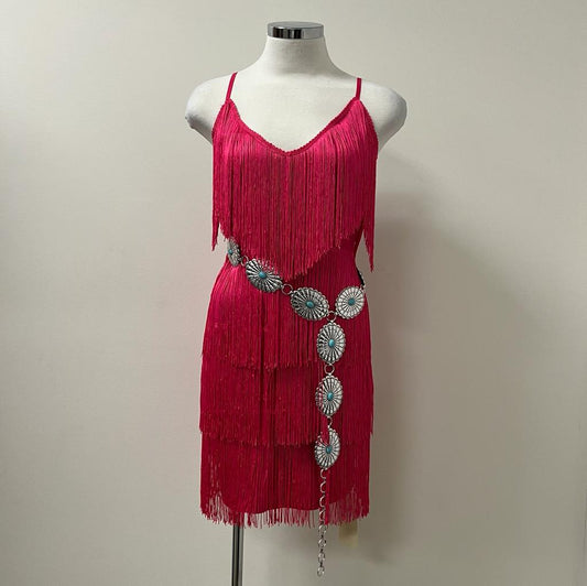 Ruby Fringe Dress -Hot Pink