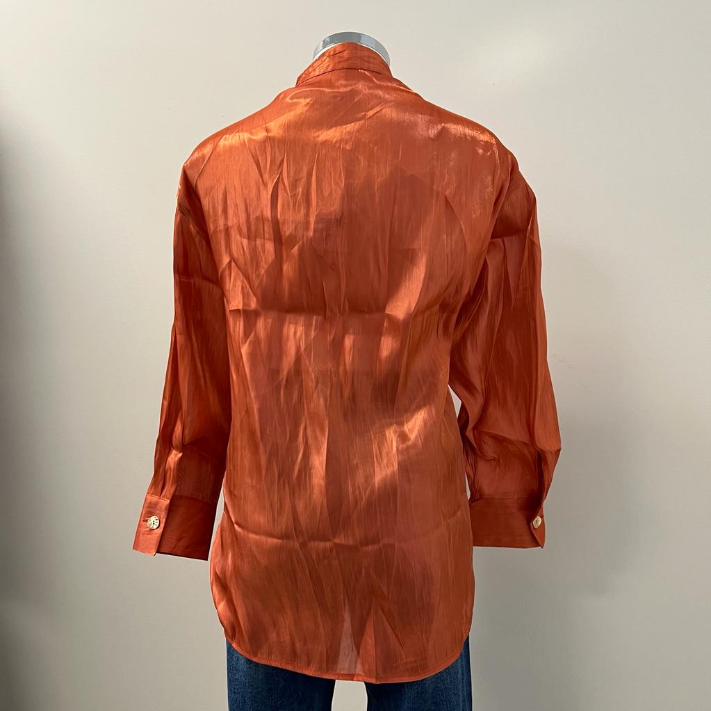 Kora Flowy Slit Blouse-Rust
