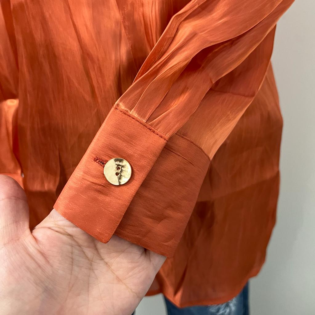 Kora Flowy Slit Blouse-Rust