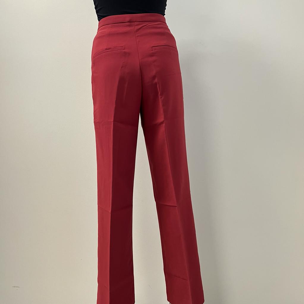 Louise Woven Solid Formal Long Pants-Sangria