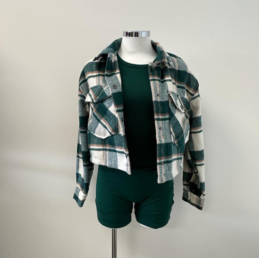 Aisha Crop Jacket-Hunter Green