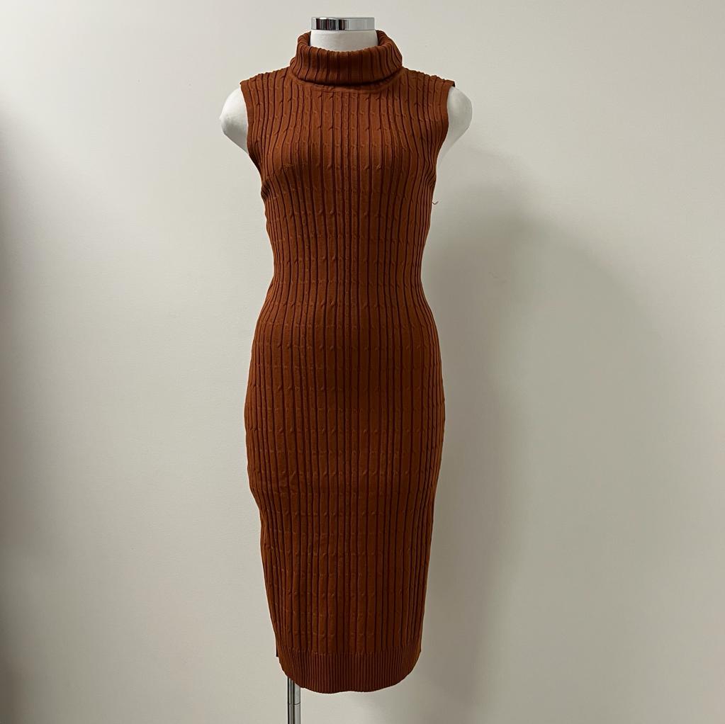 Heide Turtle Neck Sweater Dress PL- Brown