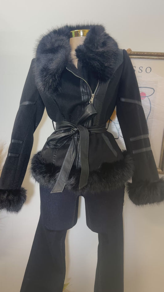 Monaco luxe Sherpa Coat-Black